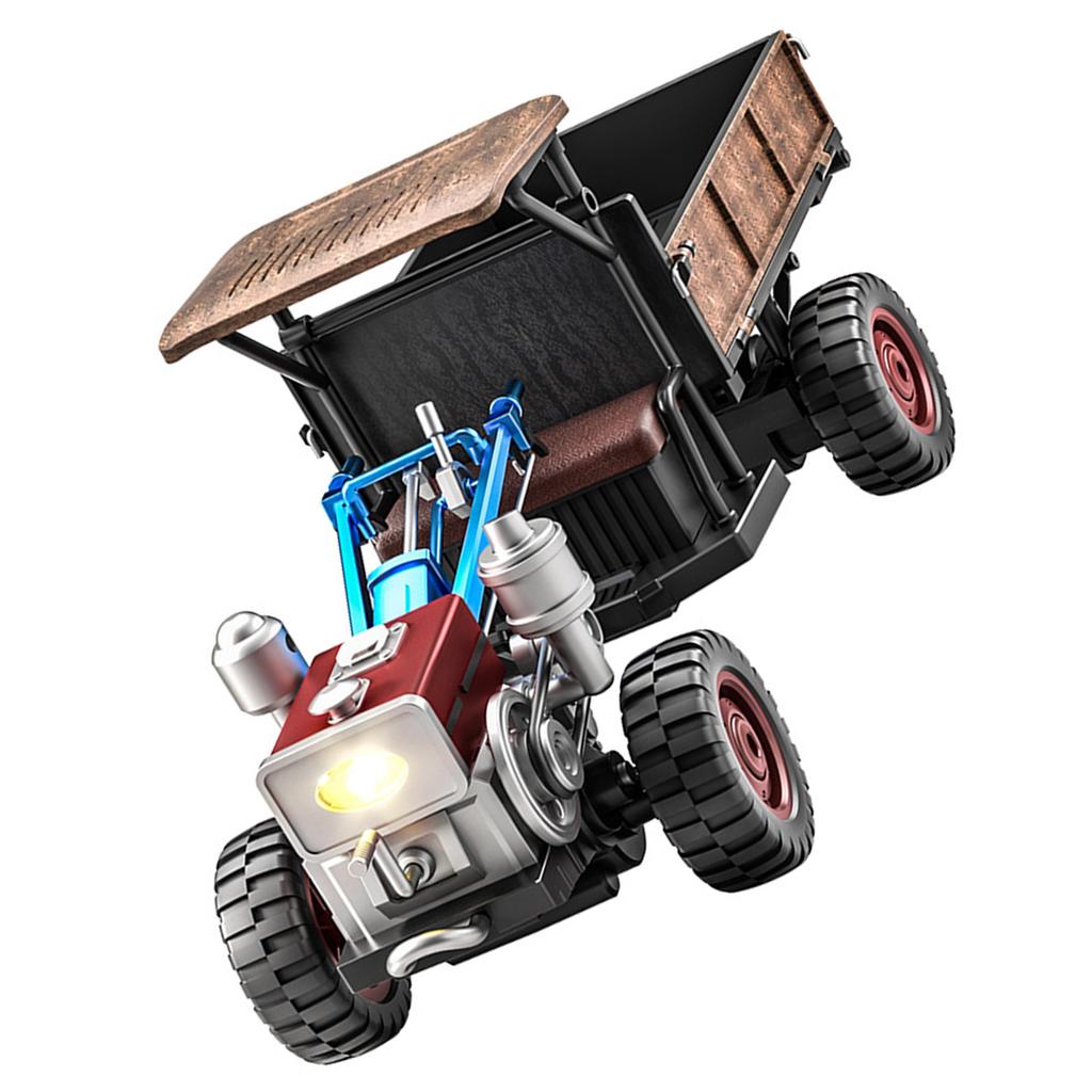 2.4G RC Tractor 4WD with Simulated Sound Spray Fog Effect Durable Double Battery Blue