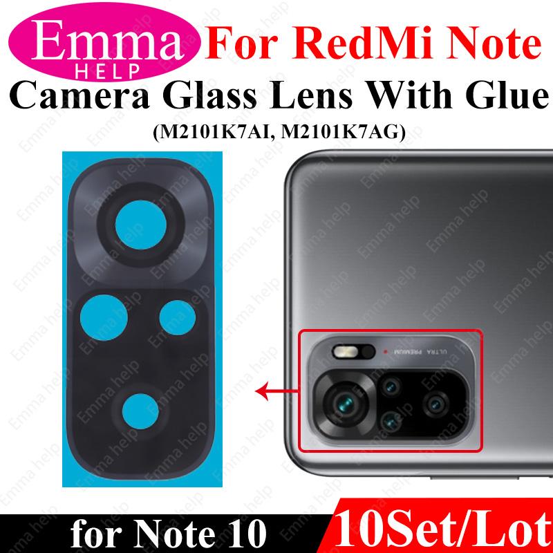 10Pcs Camera Lens For Xiaomi Redmi Note 9 Pro Max 9s 8 8t 7 7Pro Note10 5G 10t Back Camera Glass With Glue Adhesive