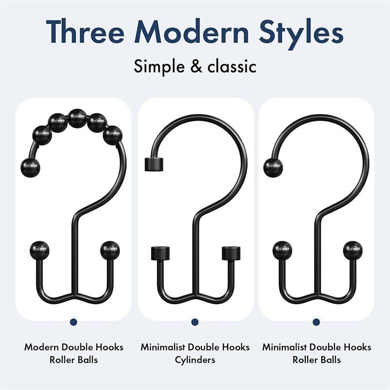 Matte Black Shower Curtain Ring Metal Shower Curtain Ring Double Hook Shower Curtain Ring
