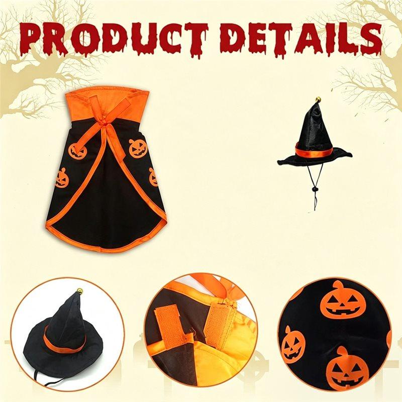 ABMH-Halloween Cat Costume Cloak Witch Hat Pet Clothes Halloween Cats Dogs Puppy Halloween Carnival Party Supplies