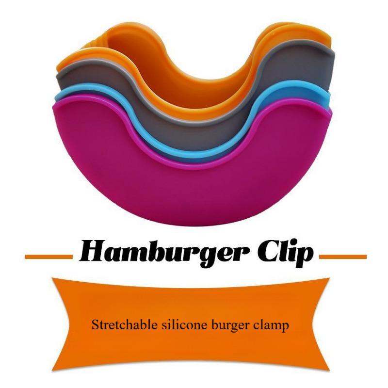 4 STÜCKE Heißer Verkauf Silikon Burger Clip Kontaktfrei Anti-Fallend Burger Fixierte Box Tablett