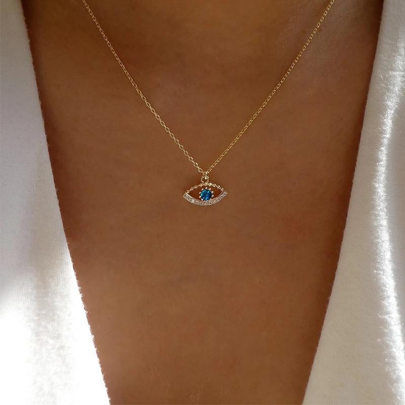 Devil's Eye Necklace Diamond Jewelry Niche Premium Angel's Eye Pendant Female Long Clavicle Chain