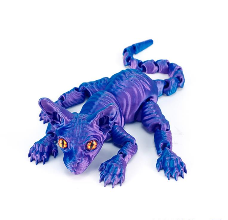 Articulated 3D Printed Dragon Figurine Set & 3D Printed Hairless Figurine