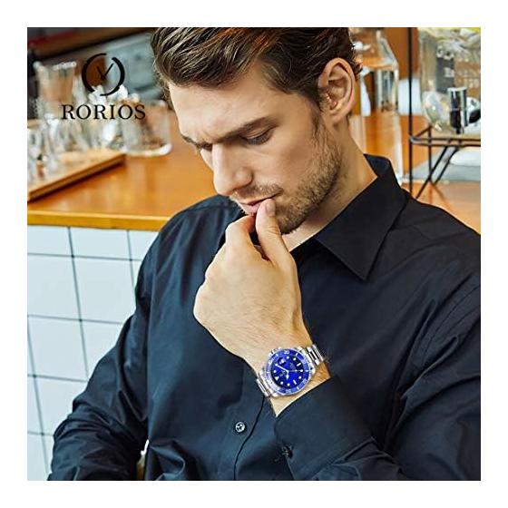 RORIOS Automatic Watch for Men Automatic Watch Mechanical Arm Watch Mechanical Date Display Analog Waterproof Rotating Bezel Luminous Luminous