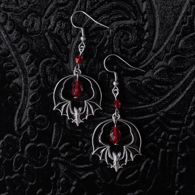 Gothic Halloween Bat Earrings