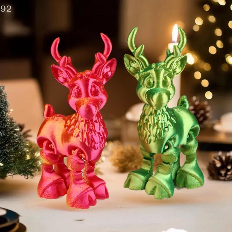 Niedlicher Weihnachtselch Gelenkig Bewegliche Figur Bürodekoration Kindergeschenk 3D Gedrucktes Spielzeug Simulierte Statue Ornamente