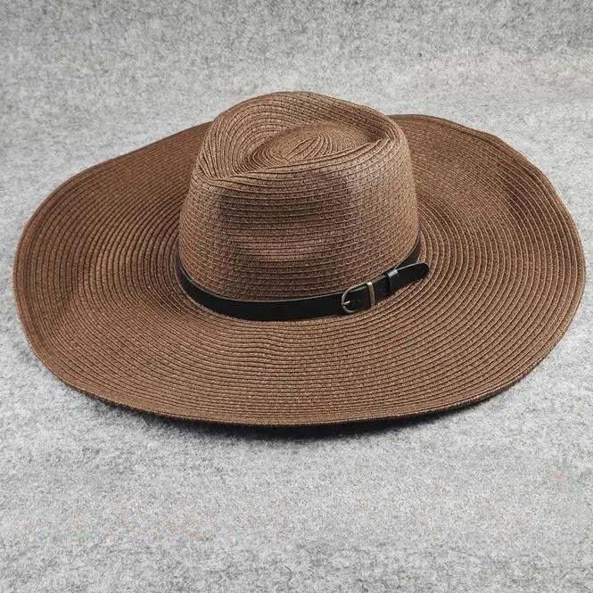 Big Size Foldable Jazz Straw Hat for Men Big Brim Summer Sun Protection Hat Tourist Travel Beach Hat for Woman 58cm 60cm 62cm