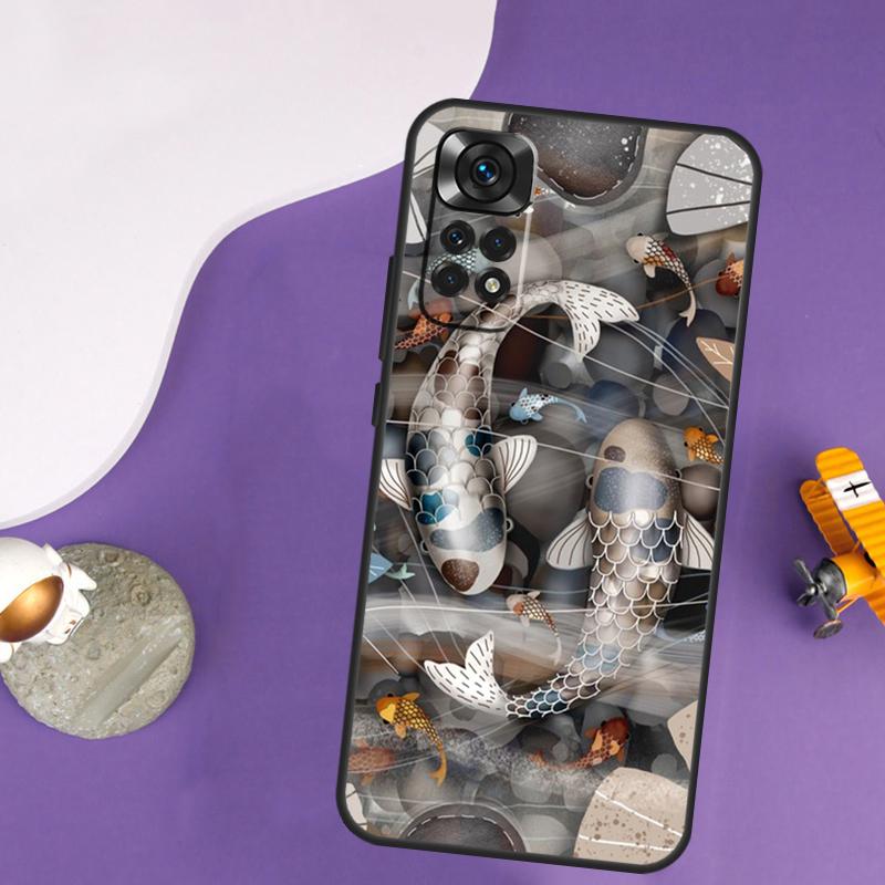 Koi Carp Fish Yin Yang Case For Xiaomi Redmi Note 13 Pro 14 12 9 10 11 Pro 10S 11S 12S Redmi 14C 13C 10C 12C Cover