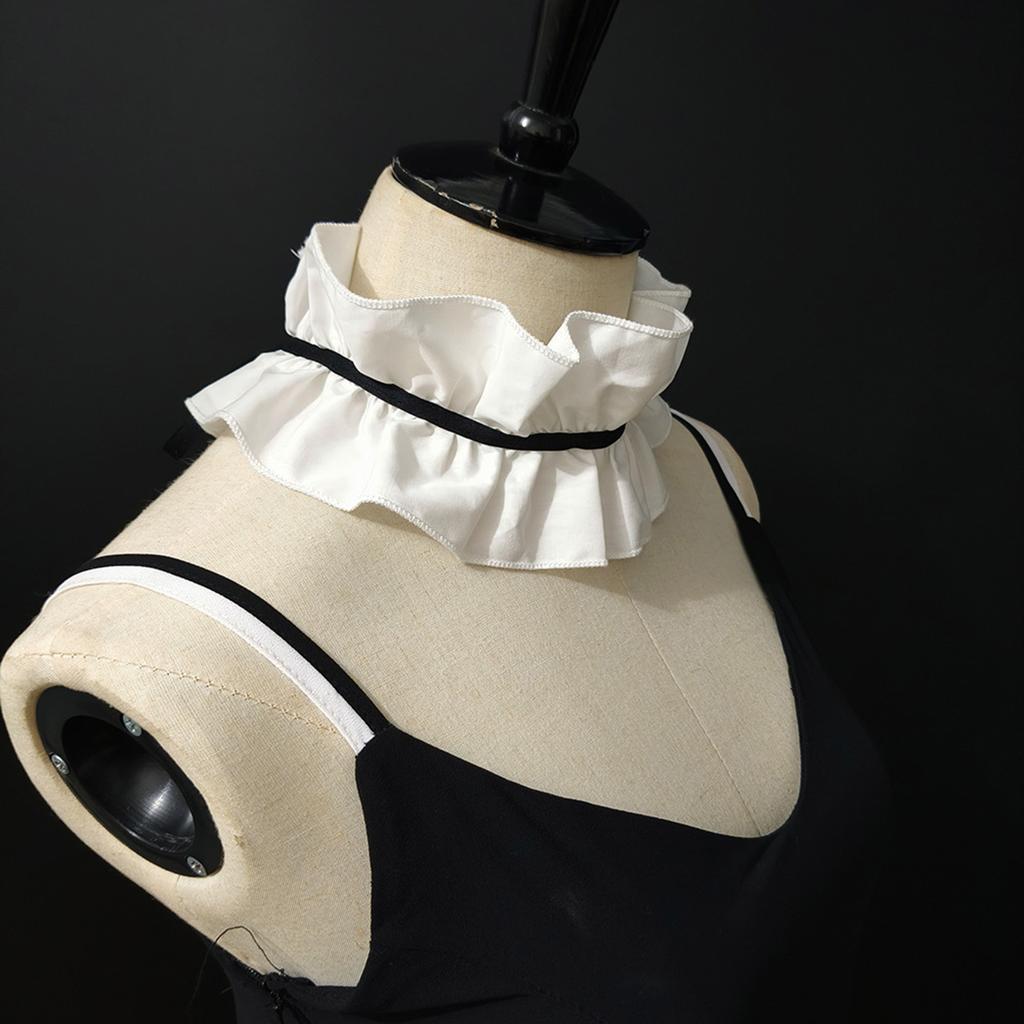Vintage Adjustable Ribbon Tie Fake Collar Victorian Ruffled Neck Ruff Decorative Neckwear Accessory For Women Cosplay