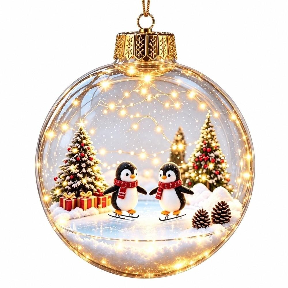 2D Flat Pattern Christmas Ball Ornament Transparent Clear Sphere Bauble  Family Gathering