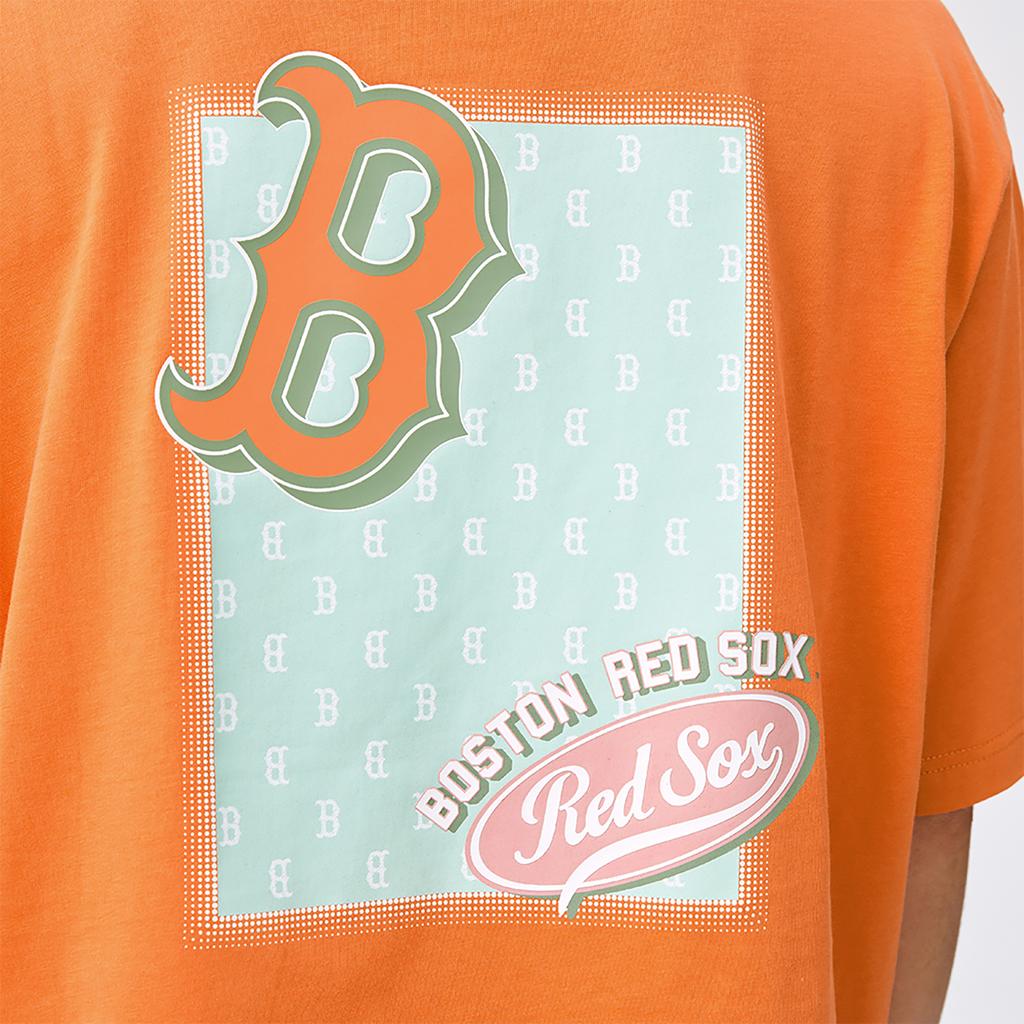 New MLB MONOGRAM Collection Basic Boston Red Sox T Shirt Unisex Light Orange 3ATSM2153-43ORL