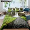 Waterfall king Queen Duvet Cover Floral Trees Bedding Set Natural landscape quilt cover Purple Dream polyester Comforter Cover