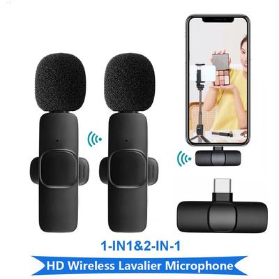 Microfone de lapela sem fio com cancelamento de ruído, mini microfone portátil para gravação de áudio e vídeo para iOS e Android, plug-and-play