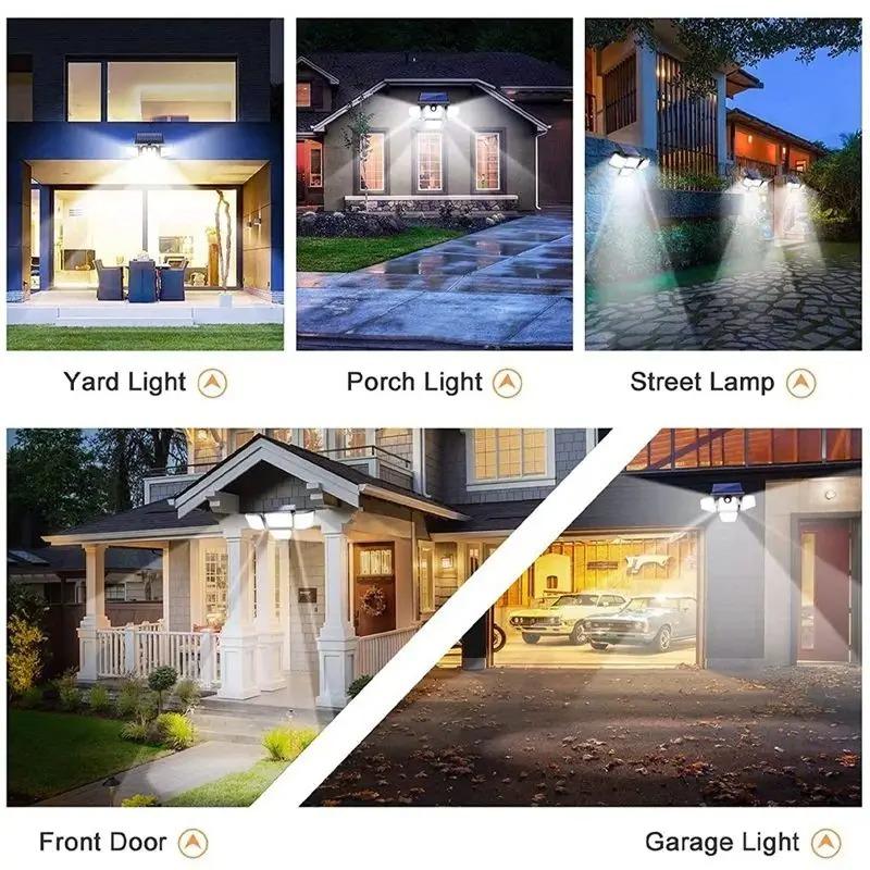 278LED Solar Lights 4 Head Adjustable with 3 Lighting Modes IP65 Waterproof Solar Lights Outdoor Garden Security Lights