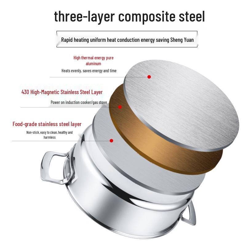 Xiangdong Stainless Steel 3-Compartment Divided Hot Pot