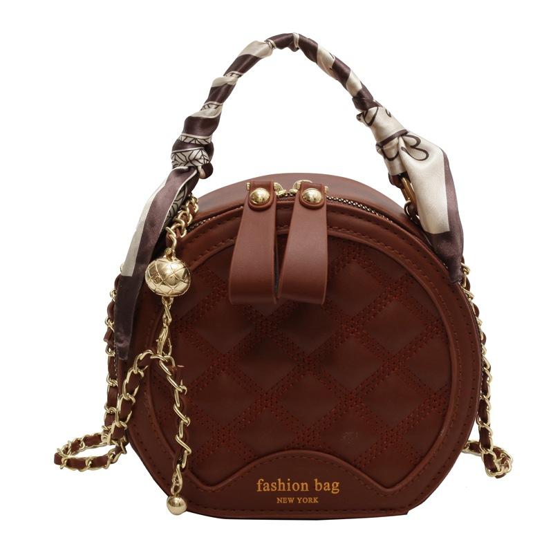 2025 high-end temperament light luxury rhombus portable small round bag fashion leisure commuting versatile chain messenger bag women