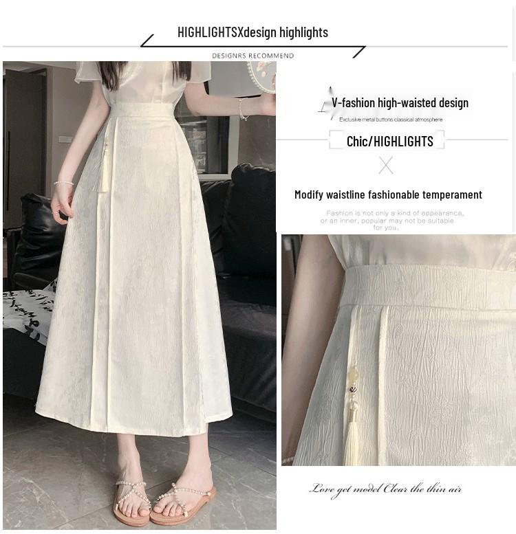 2024 Summer Women's Retro High-Waisted Jacquard Midi Skirt