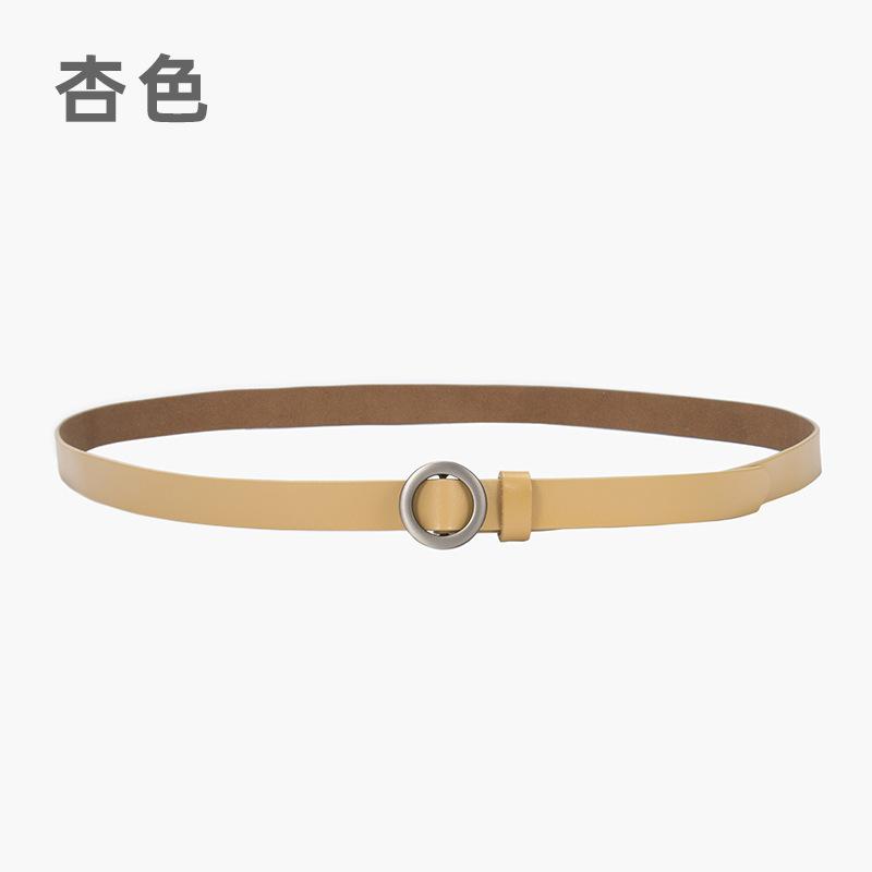 Leather Fine Belt Women'S Cowhide Round Buckle Belt Women'S Casual Decorative Skirt Waist Women'S Belt
