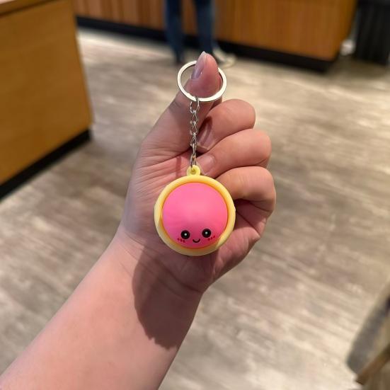 Keychain Steamed Bun Pendant Stress Relief Toy Portable Key Chain with Crisp Clicks