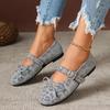 Women Flats Lightweight Mary Jane Shoes Classic Silk Bowtie Low Heel Shoes for Women Belt Buckle Comfortable Loafers Ladies