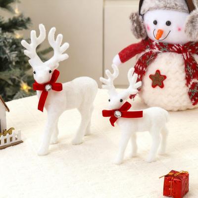 Χριστουγεννιάτικο Στολίδι Διακόσμηση Φιόγκος Τάρανδος Εορταστικό Λευκή Φιγούρα Κεντρικά Τραπεζιού Χριστουγεννιάτικη Διακόσμηση