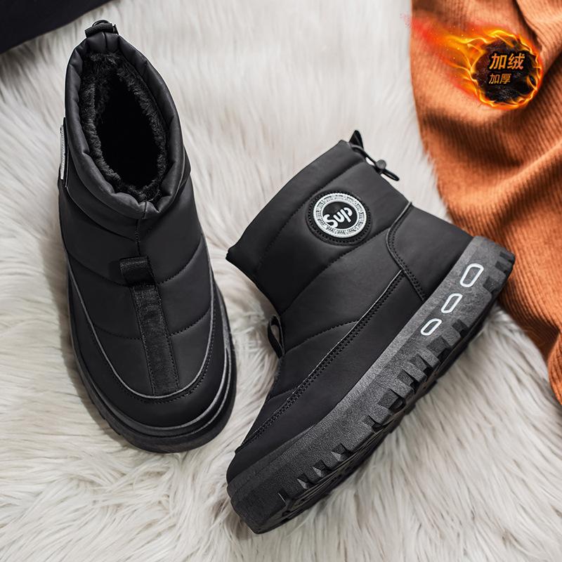 Snow boots winter piled thickened warm cotton shoes outdoor cold-proof thick-soled black high-top cotton boots