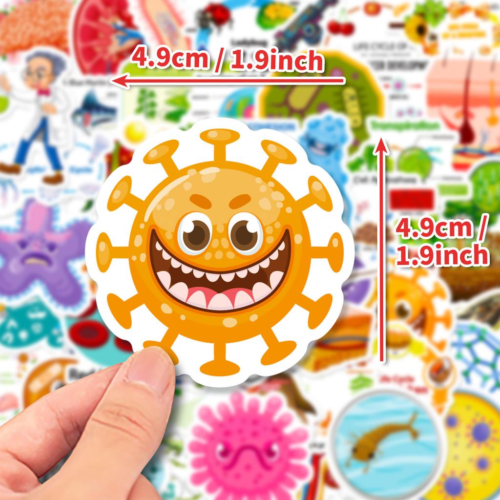 50 Biomedical Stickers New Product Biology Laboratory Children's Picture Recognition Puzzle Science Stickers
