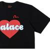 Palace X Evisu Co-Branded 3.0 SS23 Solid Color Logo Heart Print Short Sleeve T-Shirt Unisex Tops Black P24EVES005