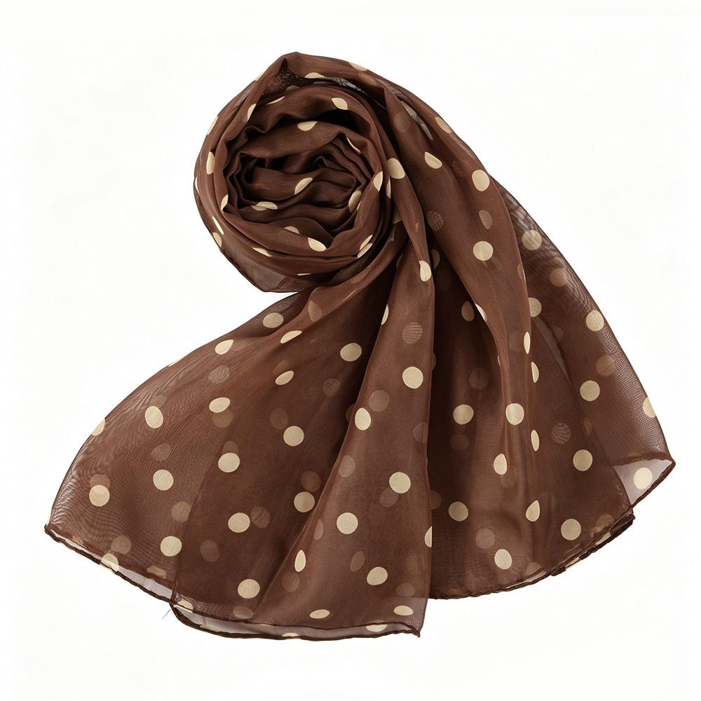 Chiffon scarf, printed scarf, fashionable polka dot scarf 145*40cm