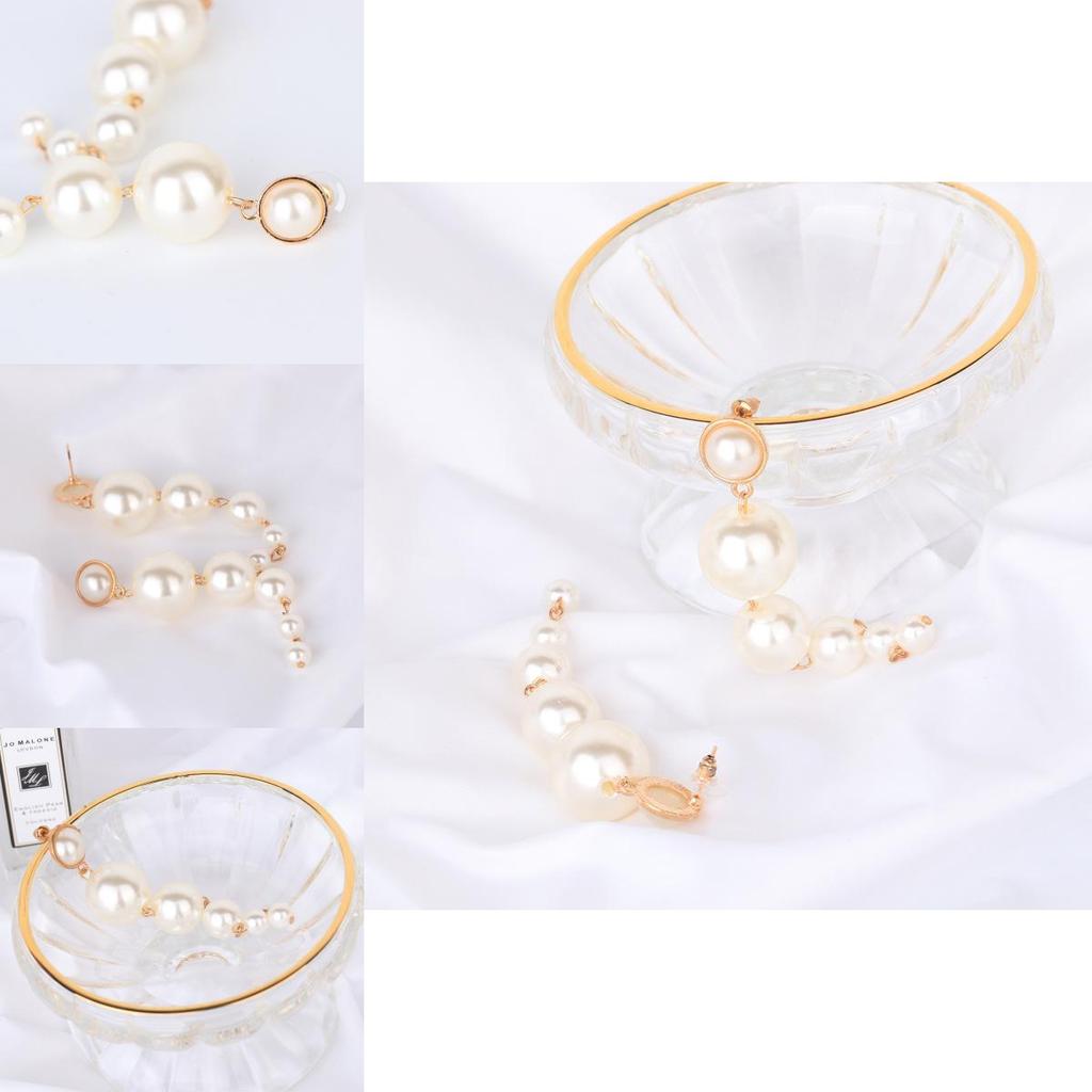 Fashionable Long Gradient Pearl Earrings Unique And Trendy Jewelry For Women