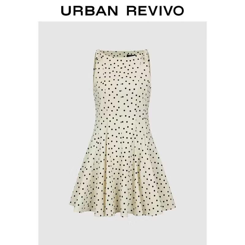 UR 2026 Spring Retro Polka Dot Mini Dress M
