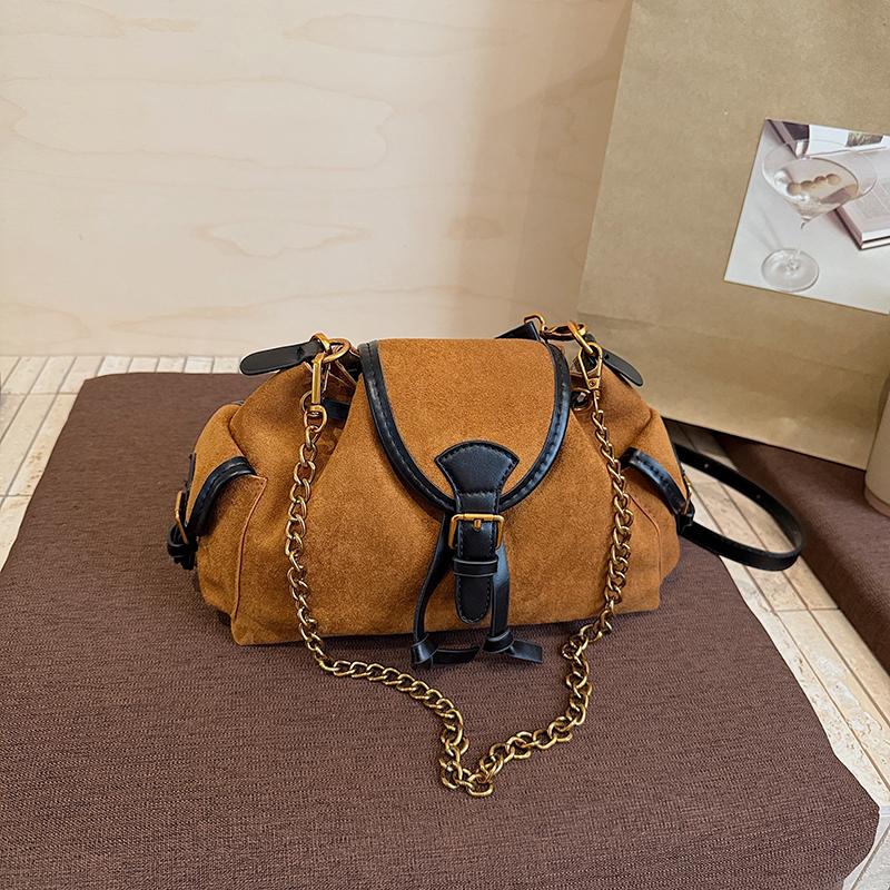 2025 Fashionable New Style High Quality Faux Suede Square Shoulder Bags Sense of Luxury Retro Chains Crossbody Bags for Women