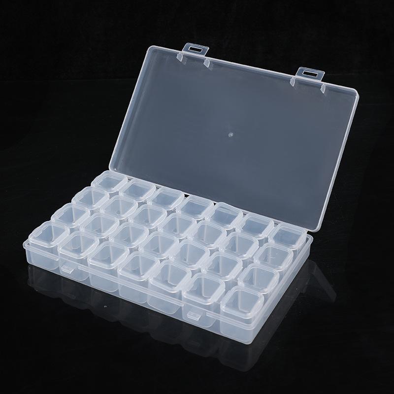 Removable 28 Grid Unloading Manicure Box Beaded Storage Box High Transparent Pp Empty Box Parts Storage Box With Lid Grid Box