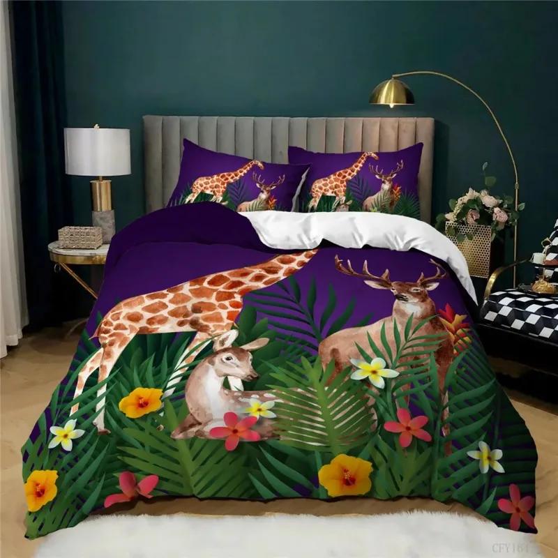 Deers Duvet Cover Pillowcases Giraffe Bedding Housse De Couette Adults Home Textile Bed Sheet Set Cute Bed Sets Juego De Cama