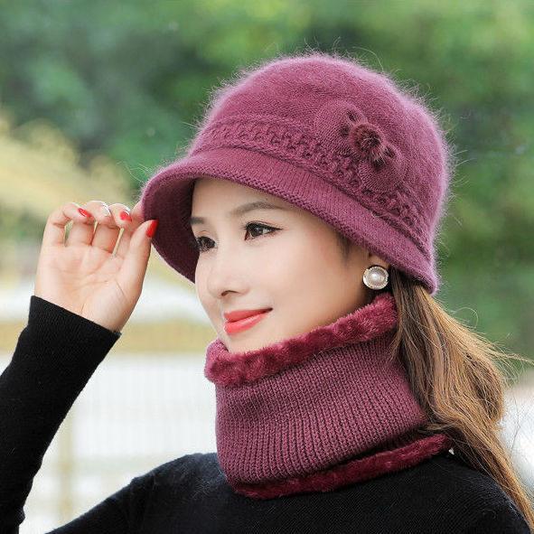 Hüte für Frauen mittleren Alters und ältere Frauen für Herbst und Winter, gestrickte Beckenhüte aus Kaninchenfell, Winterhüte für ältere Mütter, Hüte für alte Damen