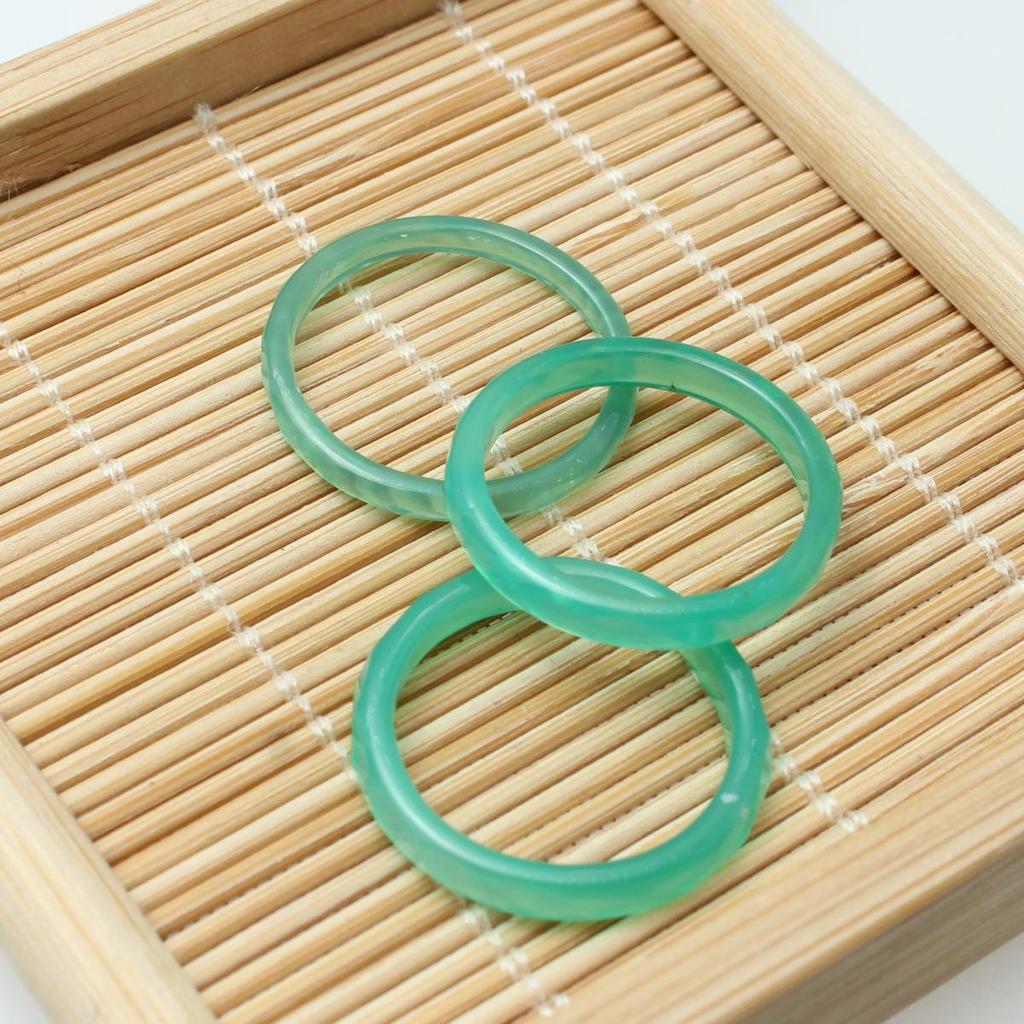 Unisex Brazilian Agate Jade Chalcedony Running Ring Band (18-20MM) - Couple's Finger Accessory.