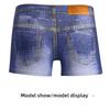 Módní pánské boxerky s potiskem inspirovaným džínovinou Trendy značkové slipy se středně vysokým pasem Prodyšné šortky ve stylu džínoviny