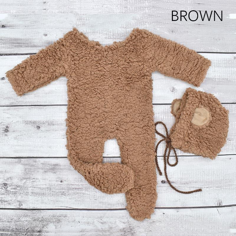 

Новорожденный медведь Чепчик и пижама Набор для фотосъемки новорожденных Реквизит для фотосъемки новорожденных темно серый