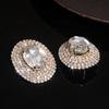 Elegant Oval Crystal Earrings Rhinestone Bling Oval Earrings Large Copper Copper Chain Earrings All Season Wear