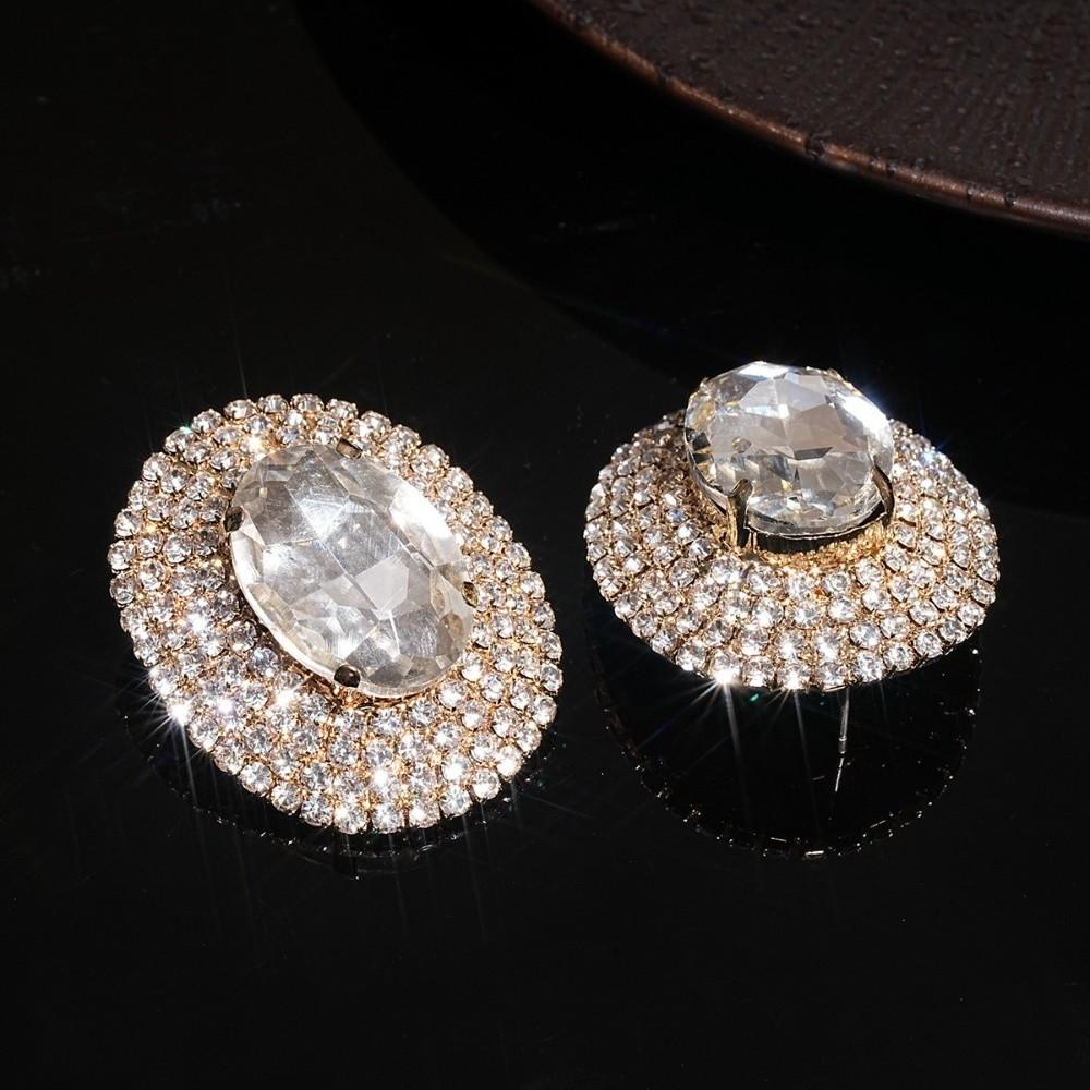 Elegant Oval Crystal Earrings Rhinestone Bling Oval Earrings Large Copper Copper Chain Earrings All Season Wear