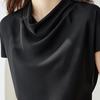 Srcr 22 Momme Silk Drape Neck Short Sleeve Top
