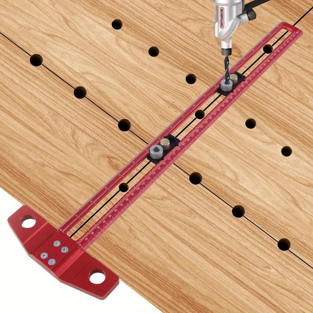 Riglă de Poziționare și Marcare pentru Găurire 2 în 1 - Jig Multifuncțional pentru Montanți cu Manșoane de Găurire de 6/8/10mm și Bloc de Activitate