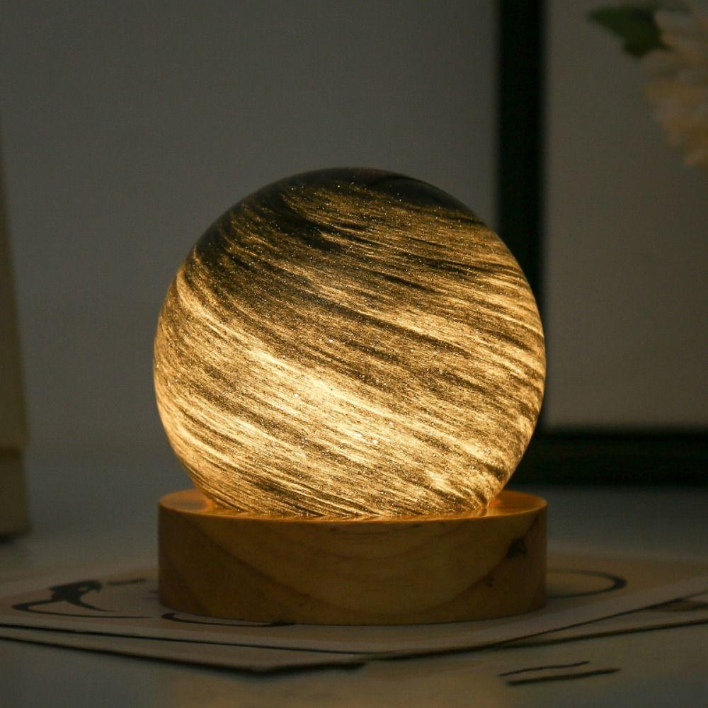 Luminous Glass Sphere 80MM LED Night Light USB Plug In Mini Planet Table Lamp Crystal Ball Girls