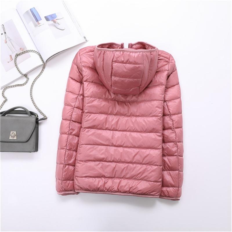 Women's autumn and winter lightweight down jacket with hood, thin and oversized coat