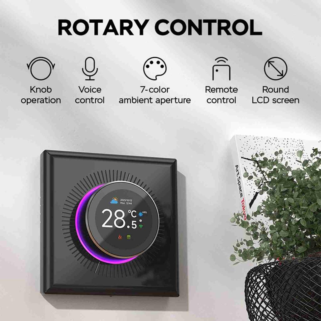Smart Thermostat for Home 1.32in Screen WIFI Temperature Controller with 7 Ambient Lights for Water Heating