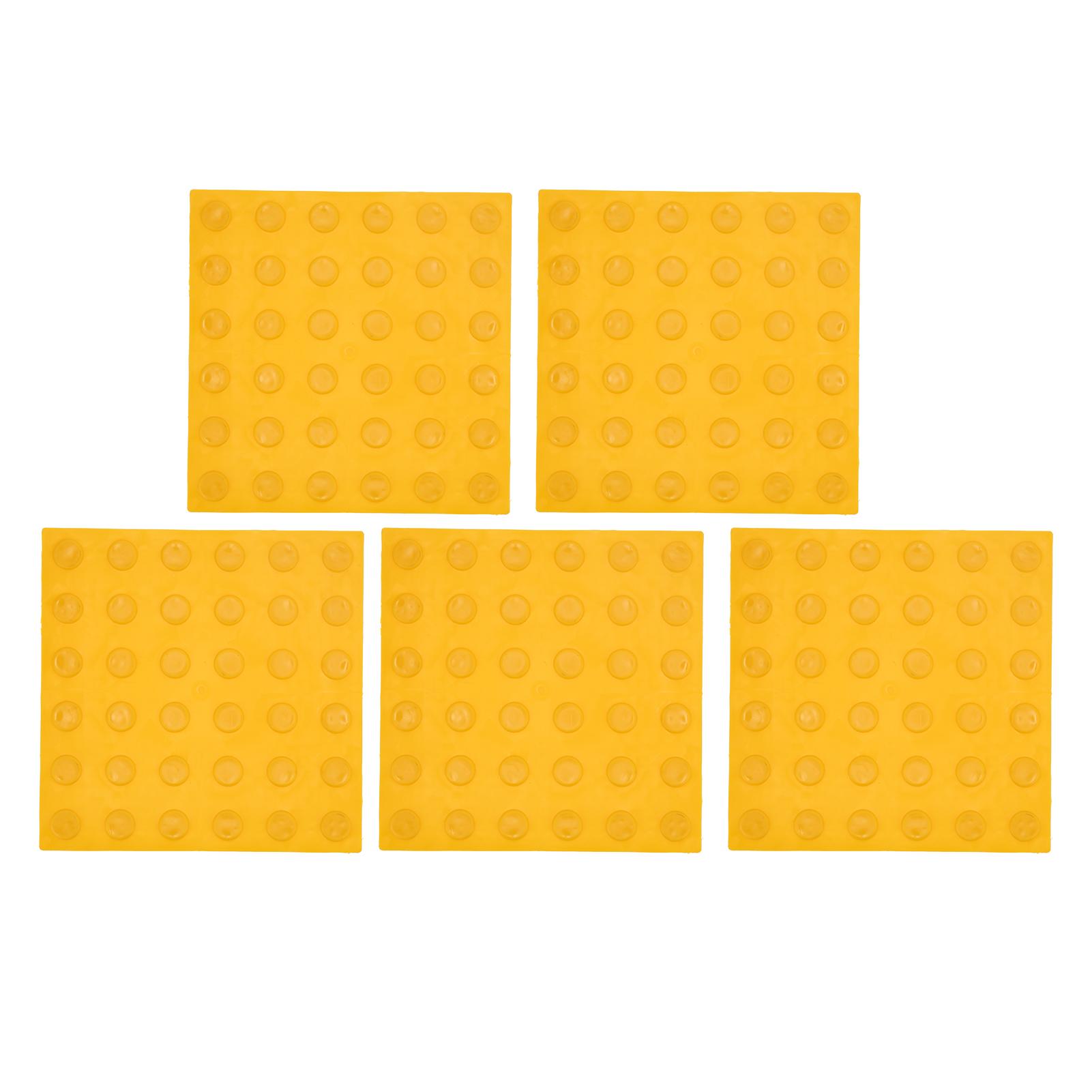 5PCS Rubber Non Slip Flooring Warning Tactile Paving Blind Sidewalk Tile Road Base Plates(Strip Yellow)