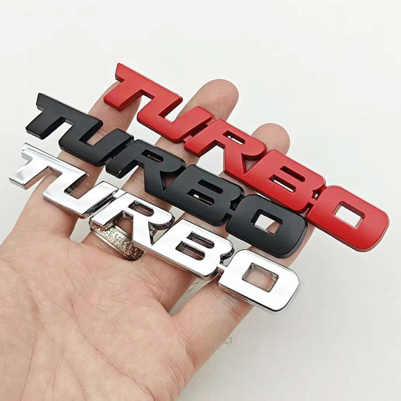 3D Metal Car Sticker Logo Turbo Badge Fender Side Emblem Rear Trunk Sticker Decals Auto Turbo Universal Accessories