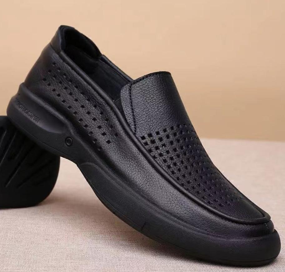 Genuine Leather Breathable Spring Style Men's Casual Leather Shoes Soft Sole Large Size Small Code Business Leather Shoes