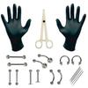 20pcs/lot Pro Body Piercing Kits Puncture with Ear Nose Eyebrow Sets Plier Piercings Clamp Steel
