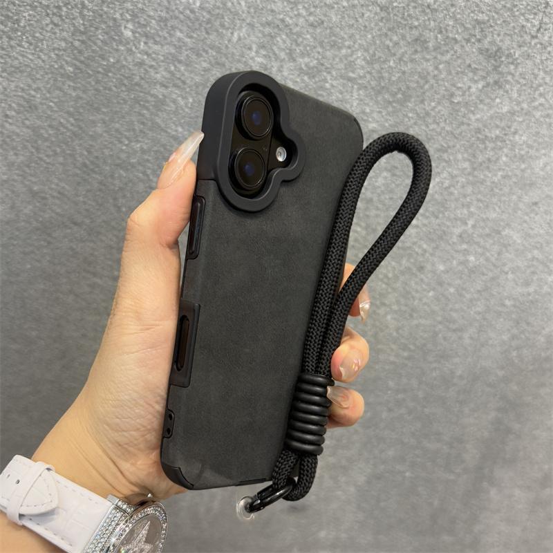 Matte Leather Magnetic Wrist Strap Case For For Iphone 17 16 Pro Max 13 15 12 11 14 Plus For Magsafe Camera Protection Soft Cover